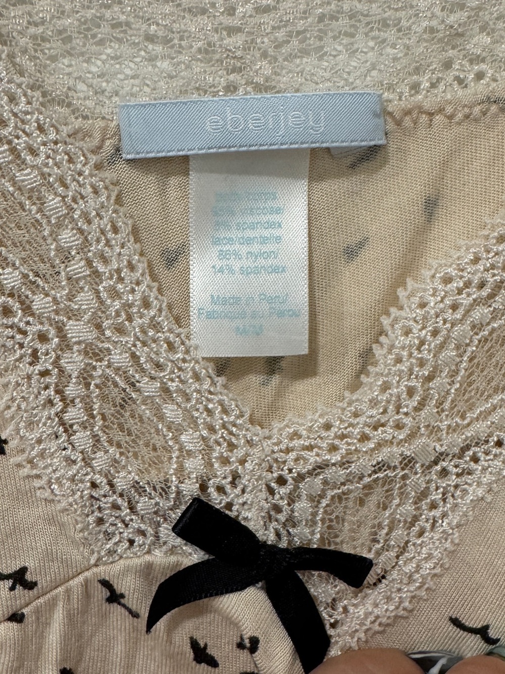 Eberjey Lace Trim Bird Print Chemise Nightgown | Medium | Modal Blend - Picture 4 of 6